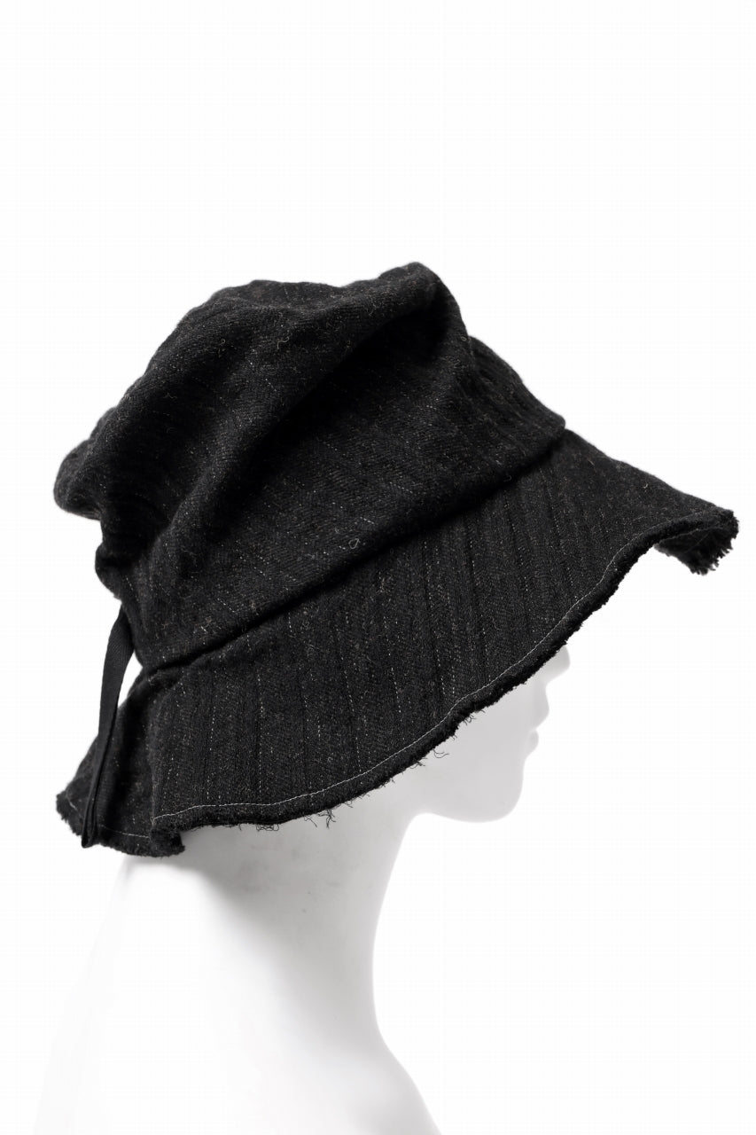 画像をギャラリービューアに読み込む, forme d&#39;expression Skewes Fedora-Raw Edge Hat (Black)