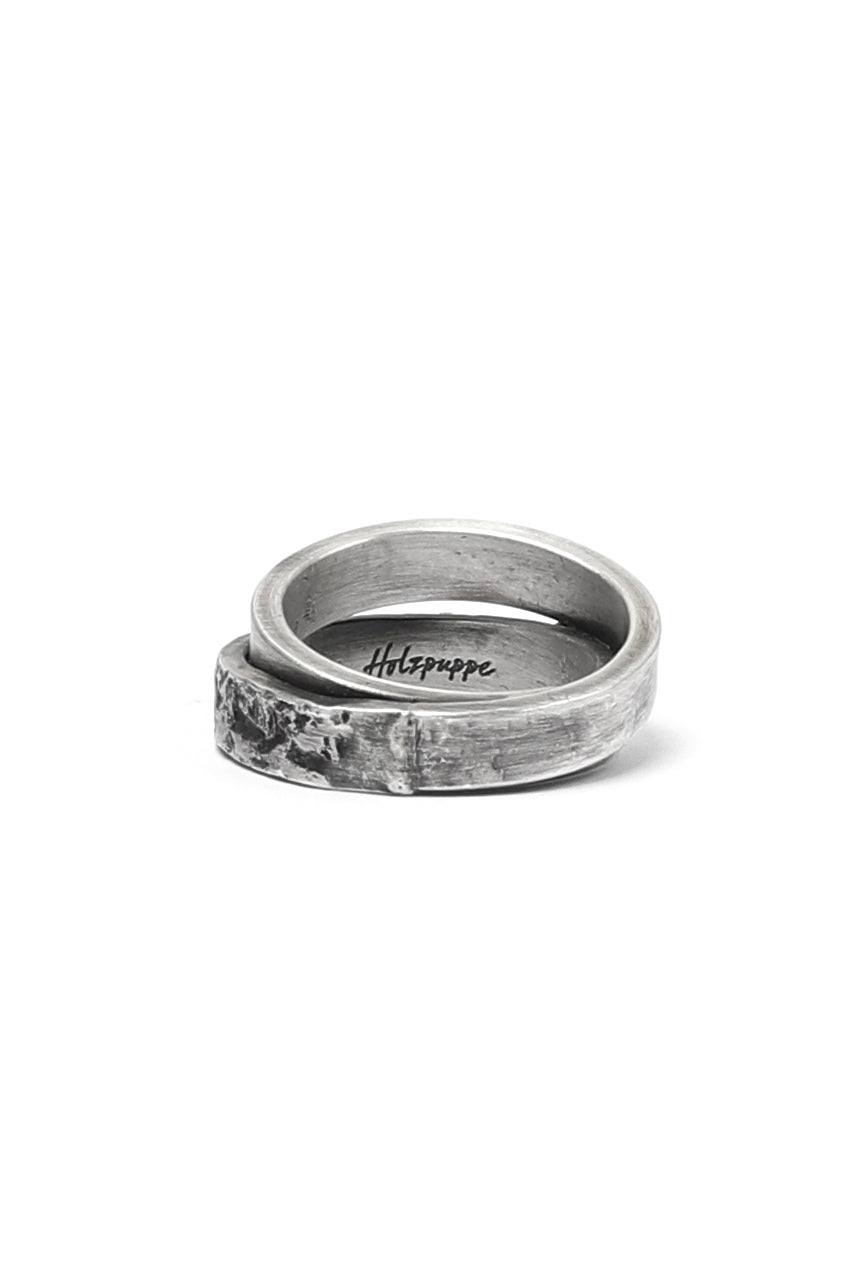 Holzpuppe Barnacle Double Banded Silver Ring (HR-1224)