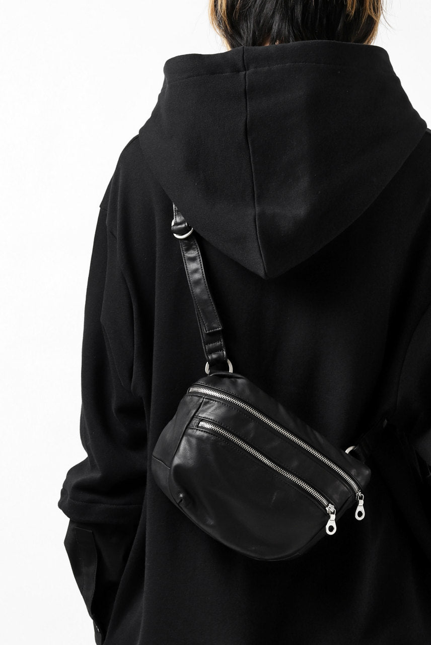 Load image into Gallery viewer, ISAMU KATAYAMA BACKLASH STRAP ZIP BAG / MONOCHROME LUXURY STEER (BLACK)
