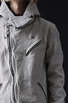 Load image into Gallery viewer, ISAMU KATAYAMA BACKLASH HOODED RIDERS JACKET / NATURAL DYED & GARMENT WASHED JP CALF (WHITE)