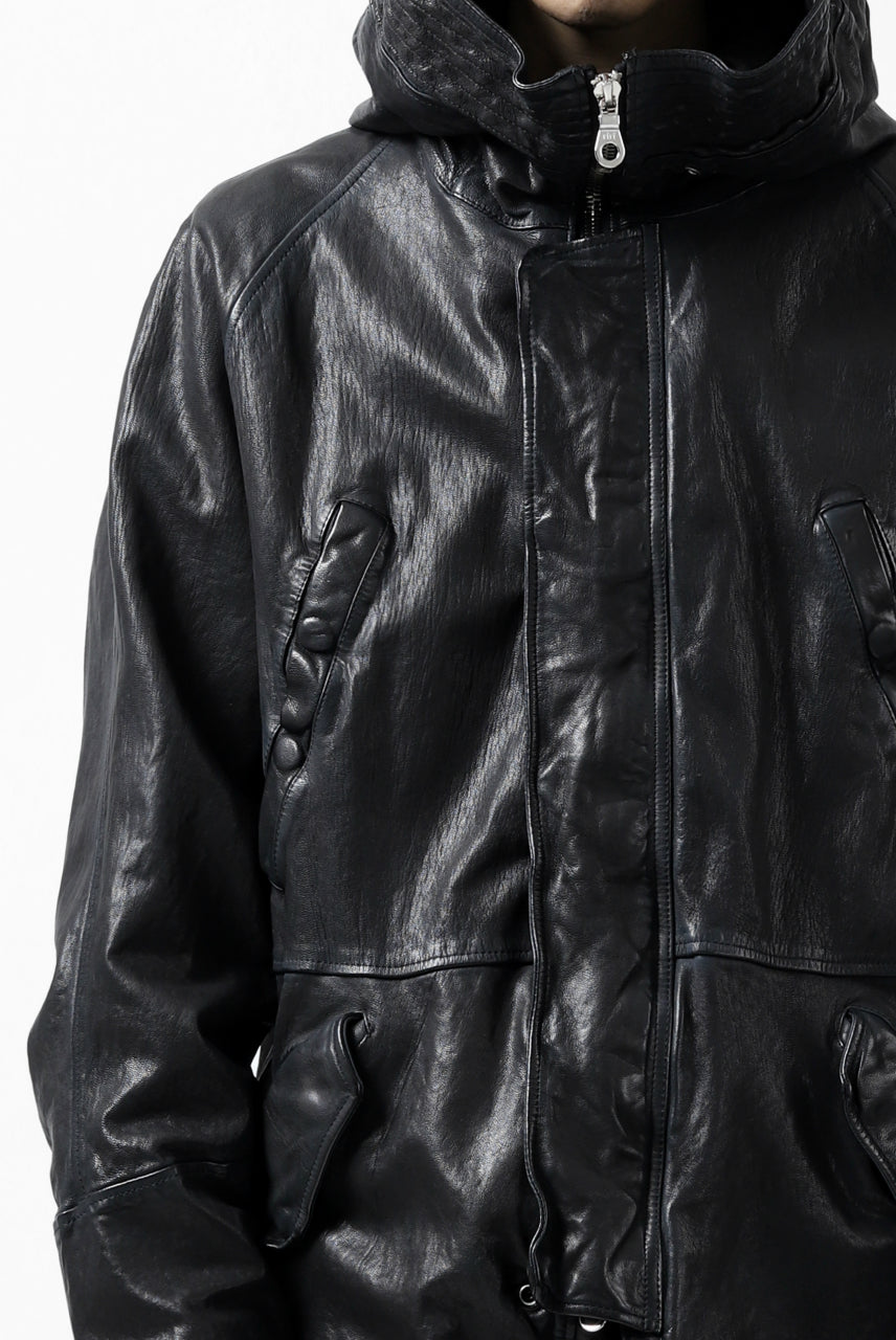 Load image into Gallery viewer, ISAMU KATAYAMA BACKLASH N-3B FLIGHT JACKET / GOAT LEATHER (GARMENT + SPRAY DYED BLACK)