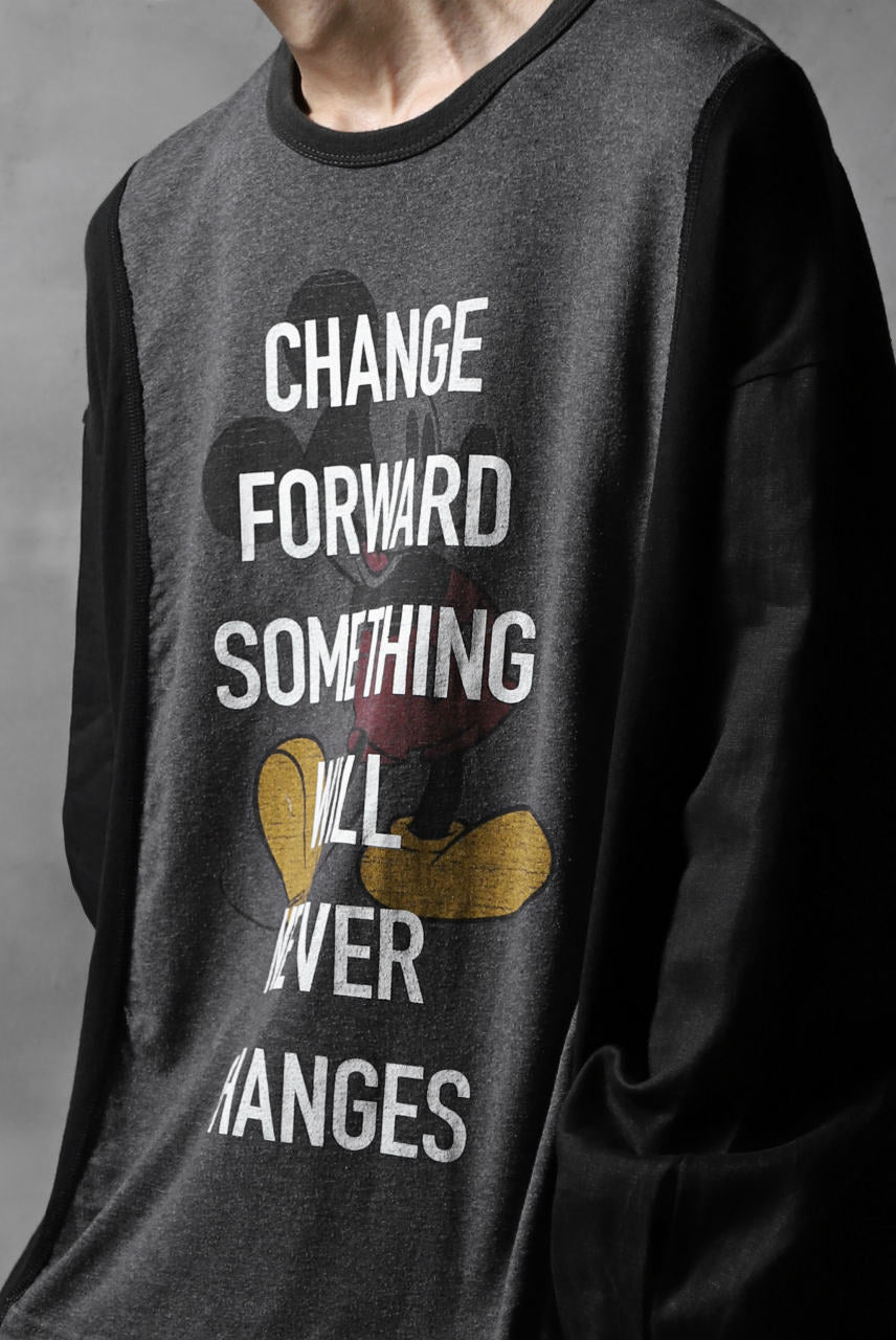 画像をギャラリービューアに読み込む, CHANGES VINTAGE REMAKE LONG SLEEVE SHIRT TOPS (GREY x BLACK #MICKEY)