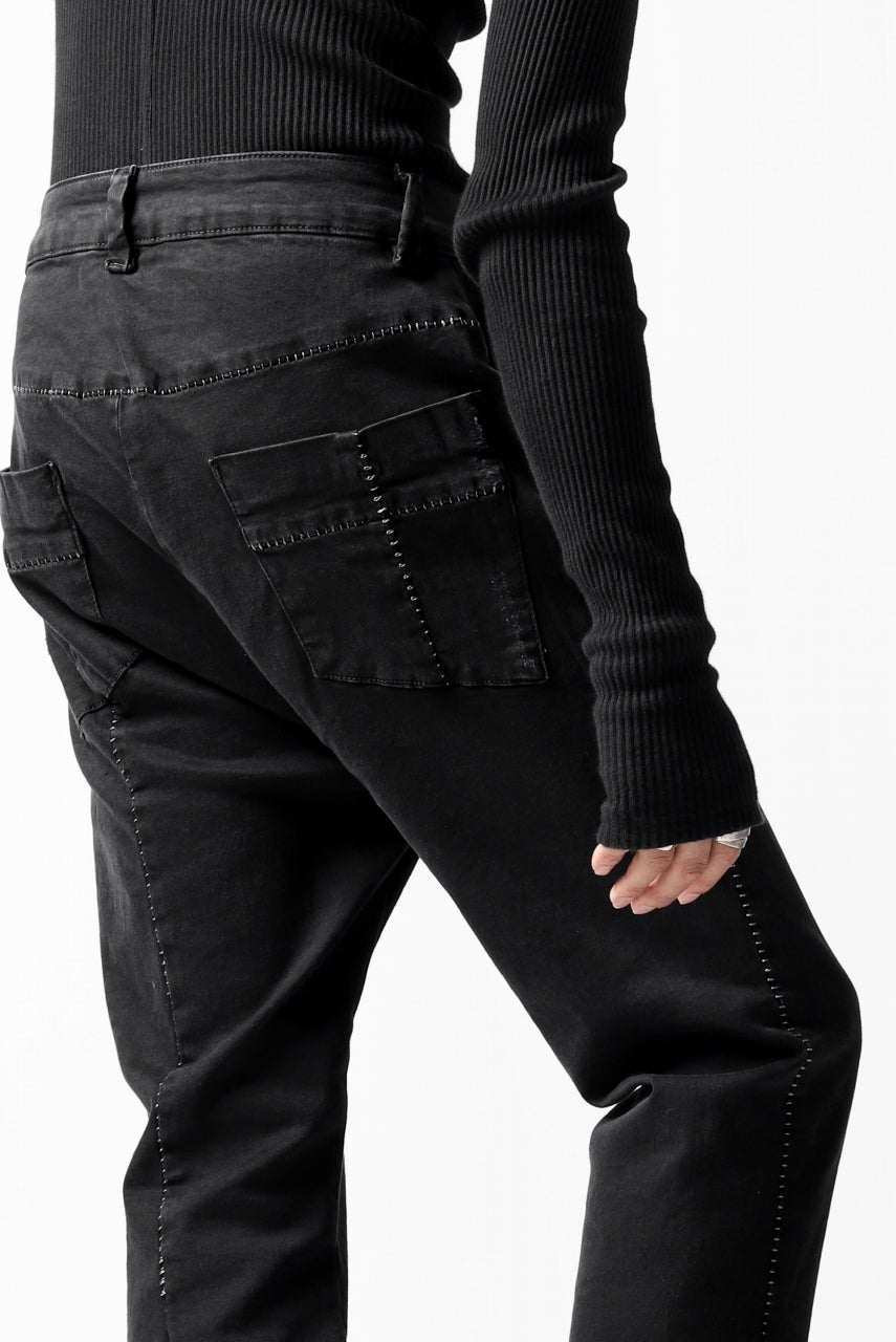 画像をギャラリービューアに読み込む, thomkrom OVER LOCK SLIM CROPPED PANTS / DAMAGE STRETCH DENIM (BLACK)