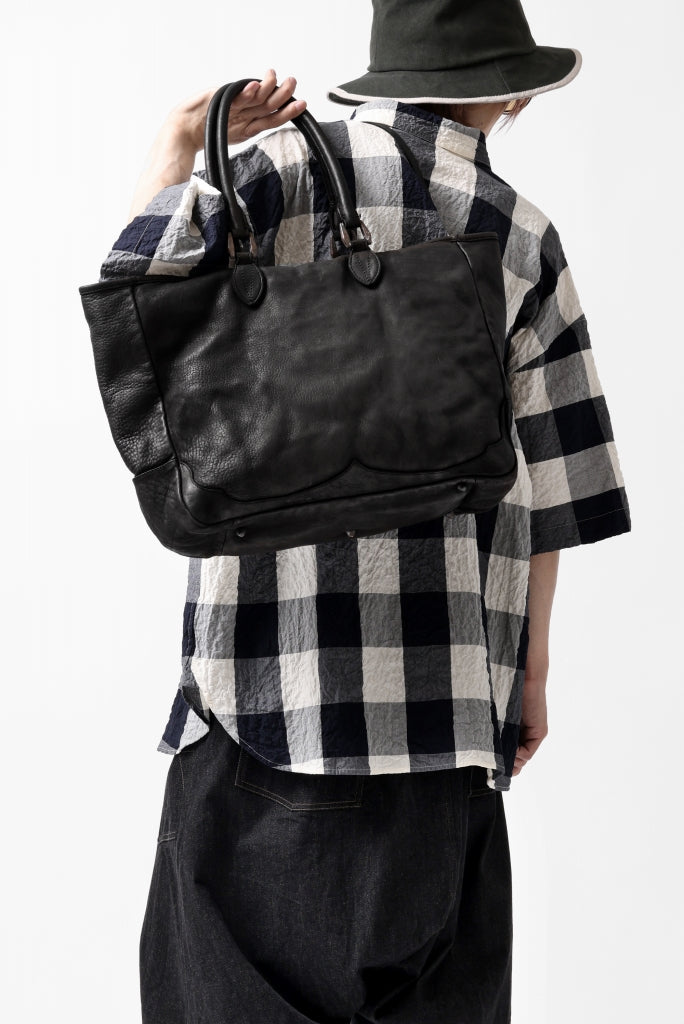 画像をギャラリービューアに読み込む, ISAMU KATAYAMA BACKLASH ZIP TOTE BAG / OBJECT DYED ROUGH STEER (BLACK)