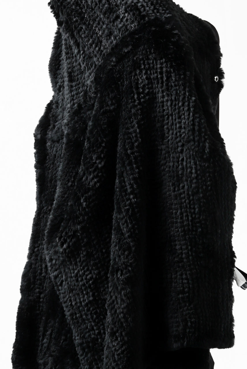 Load image into Gallery viewer, ISAMU KATAYAMA BACKLASH HOODIE KNIT BLOUSON / RABIT FUR (BLACK)