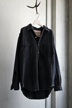 Load image into Gallery viewer, RESURRECTION HANDMADE vintage damage denim shirt (BLACK DYED)