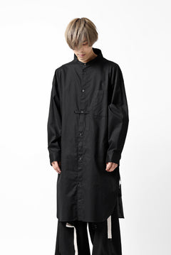 画像をギャラリービューアに読み込む, Y's STAND COLLAR LONG SHIRT / THIN TWILL (BLACK)