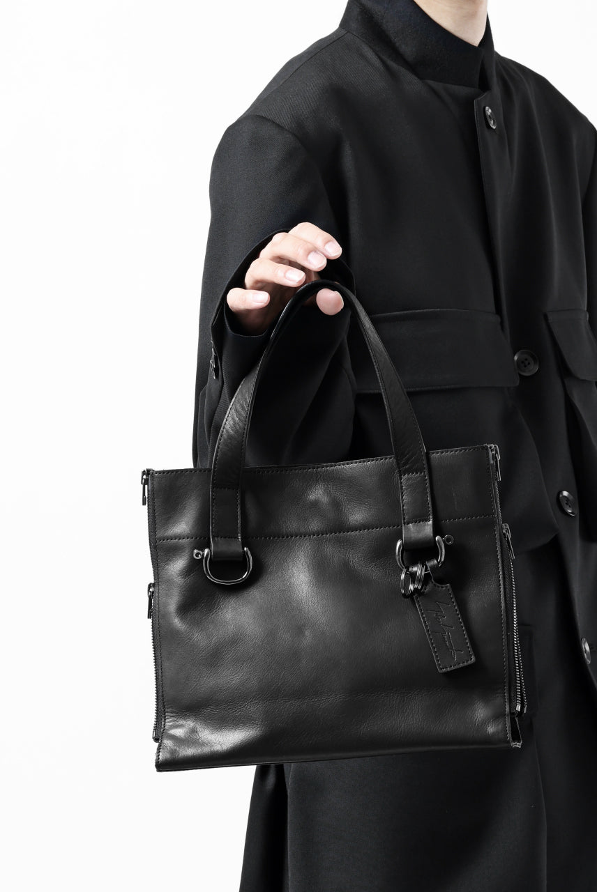 Load image into Gallery viewer, discord Yohji Yamamoto Side Zip Tote Bag S / Soft Shrink Cow Leather (BLACK)
