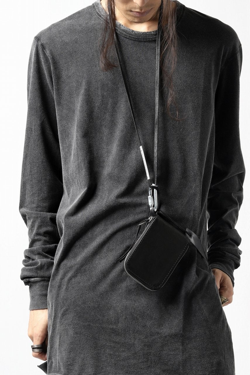 画像をギャラリービューアに読み込む, BORIS BIDJAN SABERI LEATHER WALLET with NECK STRAP / VEG TAN HORSE SKIN "WALLET2-F251" (BLACK)