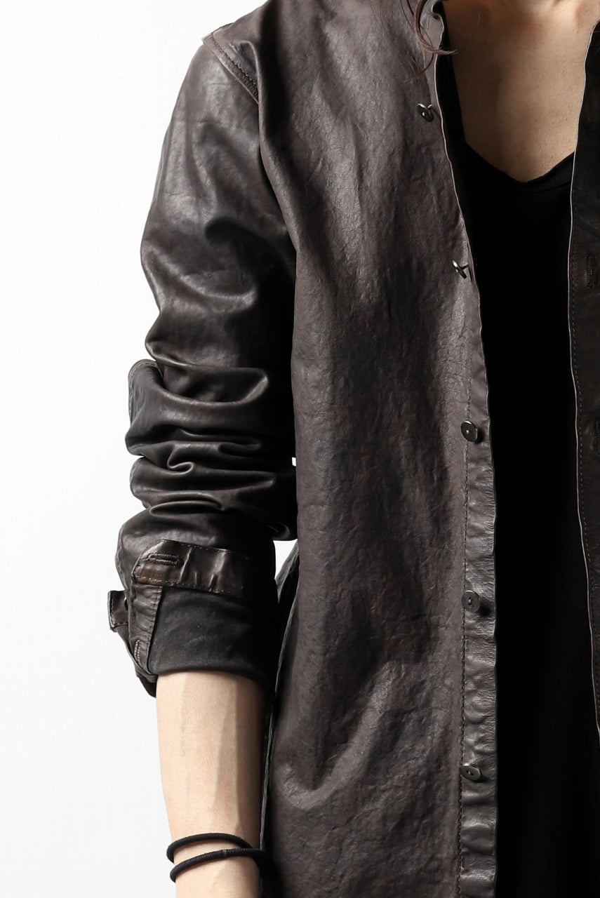 Load image into Gallery viewer, ISAMU KATAYAMA BACKLASH exclusive LEATHER SHIRT / ITALY SHOULDER 0.6mm (DARK GREY)