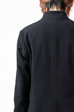 画像をギャラリービューアに読み込む, blackcrow 1B jacket silk wool cotton tweed with leather button (NAVY)