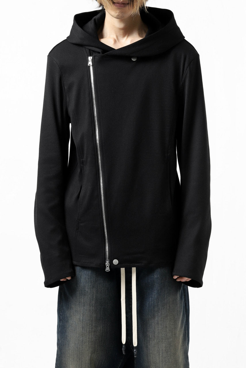 Load image into Gallery viewer, ISAMU KATAYAMA BACKLASH HOODED RIDERS BLOUSON / STRETCH RAYON SILK (BLACK)