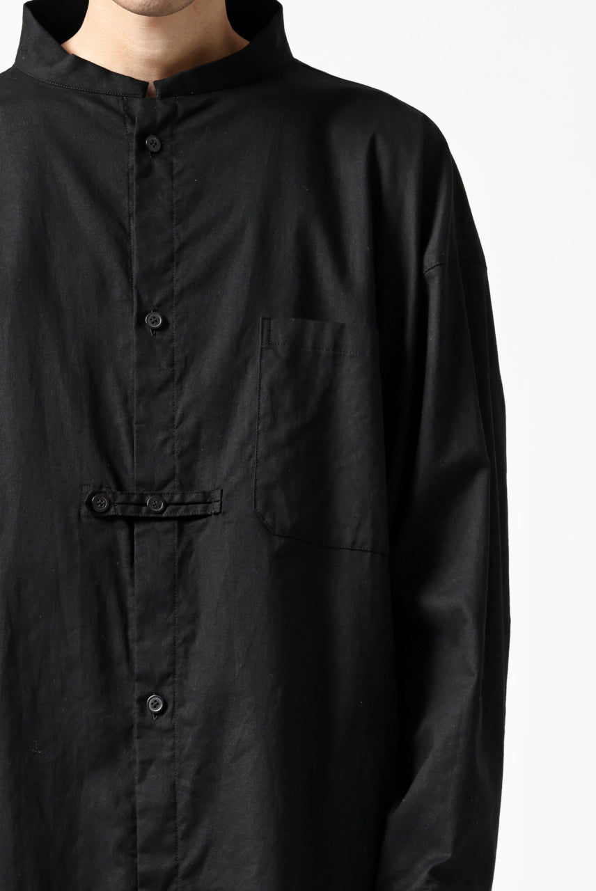 画像をギャラリービューアに読み込む, Y's STAND COLLAR LONG SHIRT / THIN TWILL (BLACK)