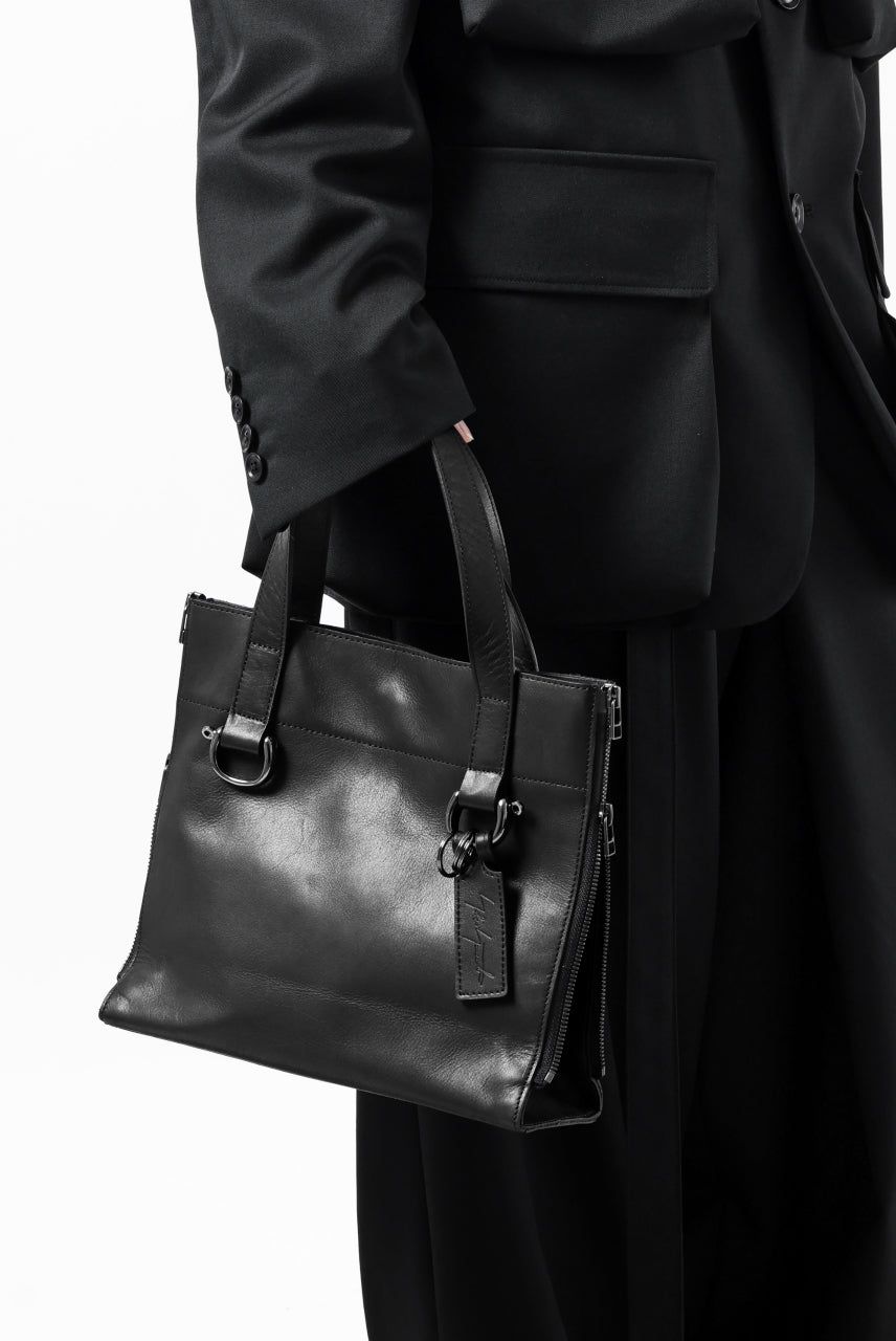 Load image into Gallery viewer, discord Yohji Yamamoto Side Zip Tote Bag S / Soft Shrink Cow Leather (BLACK)
