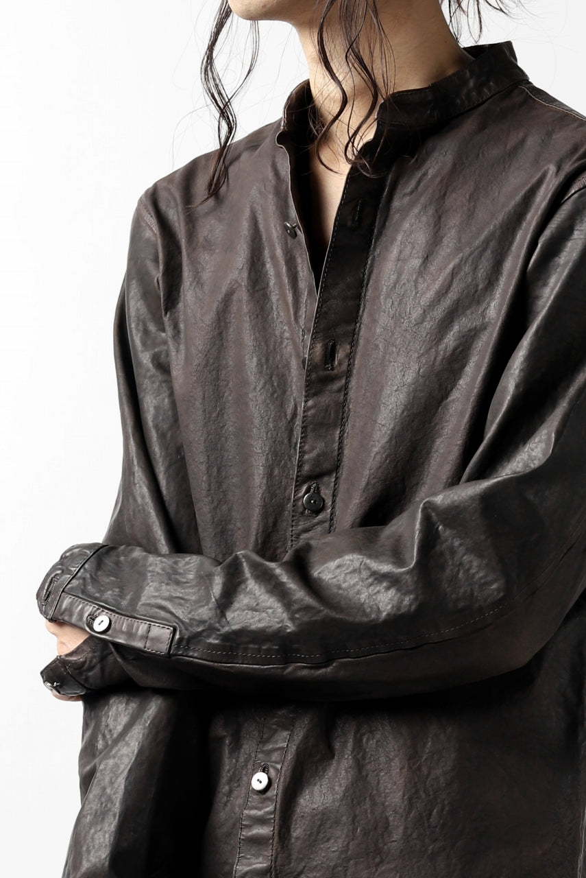 Load image into Gallery viewer, ISAMU KATAYAMA BACKLASH exclusive LEATHER SHIRT / ITALY SHOULDER 0.6mm (DARK GREY)