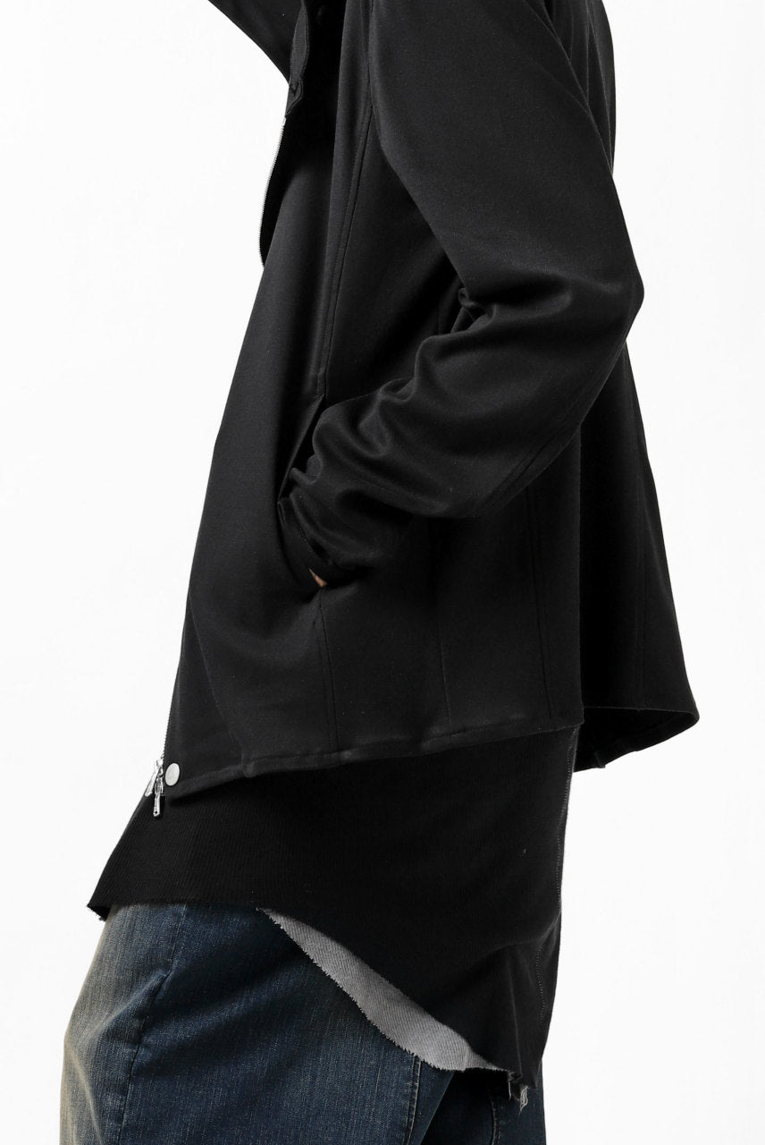 Load image into Gallery viewer, ISAMU KATAYAMA BACKLASH HOODED RIDERS BLOUSON / STRETCH RAYON SILK (BLACK)