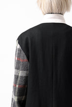 Load image into Gallery viewer, Y's BANG ON! No.176 2 STEP RIB JACKET /  WOOL MELTON SMOOTH + CHECKED JACQUARD (BLACK)