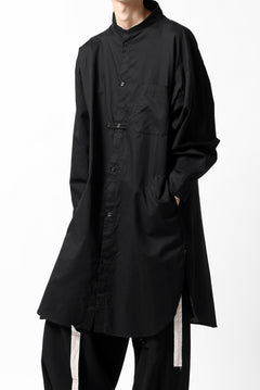 画像をギャラリービューアに読み込む, Y's STAND COLLAR LONG SHIRT / THIN TWILL (BLACK)