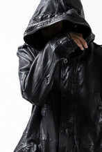 Load image into Gallery viewer, ISAMU KATAYAMA BACKLASH MODS COAT / GOAT LEATHER (GARMENT + SPRAY DYED BLACK)