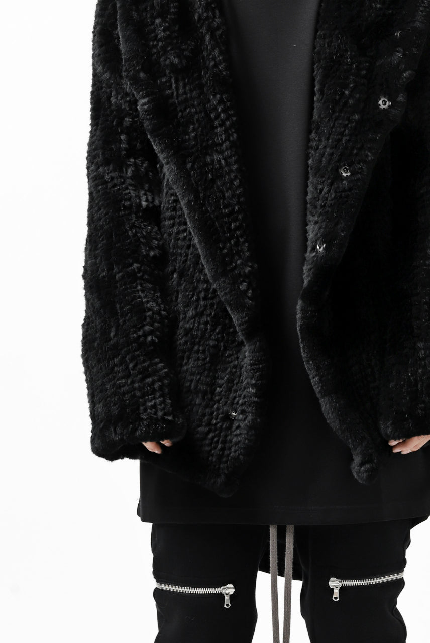Load image into Gallery viewer, ISAMU KATAYAMA BACKLASH HOODIE KNIT BLOUSON / RABIT FUR (BLACK)