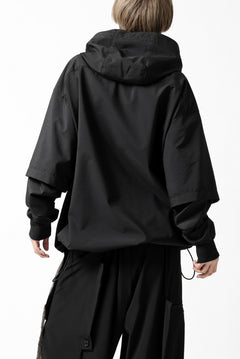 画像をギャラリービューアに読み込む, Y's....  HOODY LAYERED SHIRT ZIP BLOUSON / STRETCH TASSAH (BLACK)