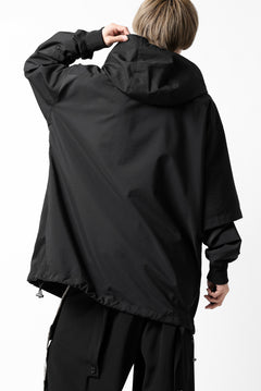 画像をギャラリービューアに読み込む, Y's....  HOODY LAYERED SHIRT ZIP BLOUSON / STRETCH TASSAH (BLACK)