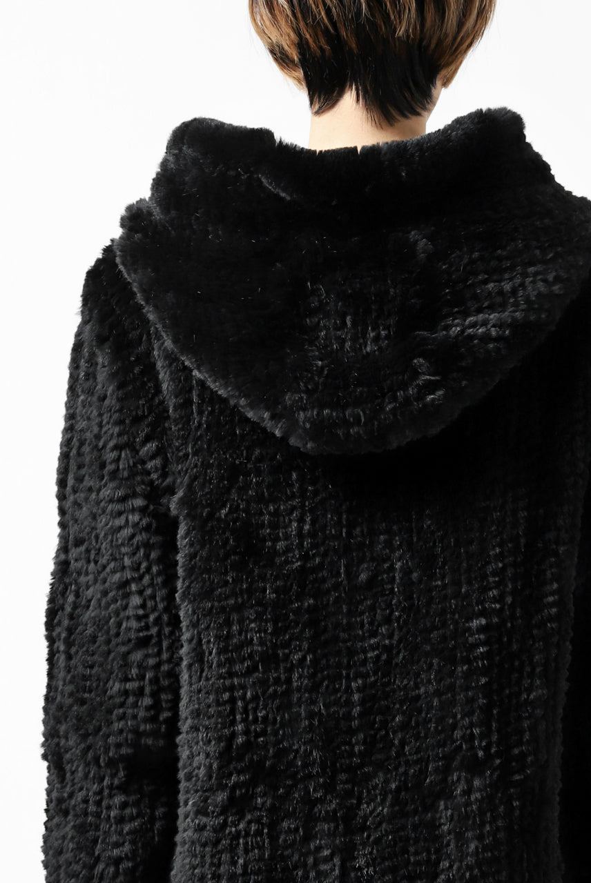 Load image into Gallery viewer, ISAMU KATAYAMA BACKLASH HOODIE KNIT BLOUSON / RABIT FUR (BLACK)