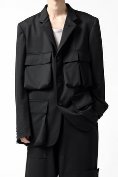 Load image into Gallery viewer, Y's BANG ON! No.163 GABARDINE SOLID POCKET JACKET (BLACK)