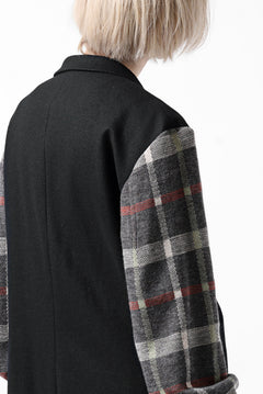 Load image into Gallery viewer, Y's BANG ON! No.176 2 STEP RIB JACKET /  WOOL MELTON SMOOTH + CHECKED JACQUARD (BLACK)