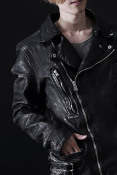 画像をギャラリービューアに読み込む, ISAMU KATAYAMA BACKLASH DOUBLE RIDERS JACKET "LIGHTNING" / GARMENT WASHED JP CALF (BLACK)