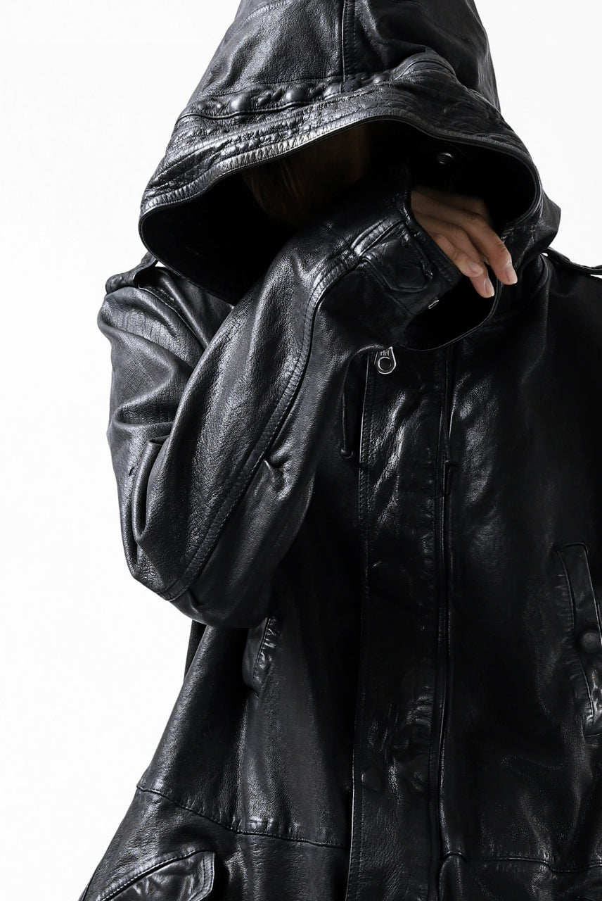 画像をギャラリービューアに読み込む, ISAMU KATAYAMA BACKLASH MODS COAT / GOAT LEATHER (GARMENT+SPRAY DYED / BLACK)