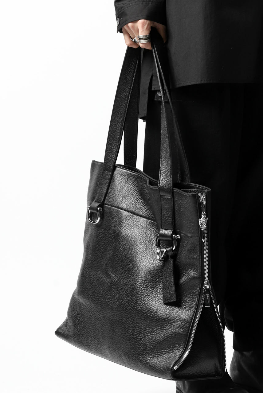 画像をギャラリービューアに読み込む, discord Yohji Yamamoto DEER SHRINK SKIN SIDE ZIPPED TOTE BAG (BLACK)