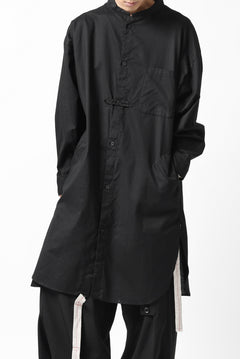 画像をギャラリービューアに読み込む, Y's STAND COLLAR LONG SHIRT / THIN TWILL (BLACK)