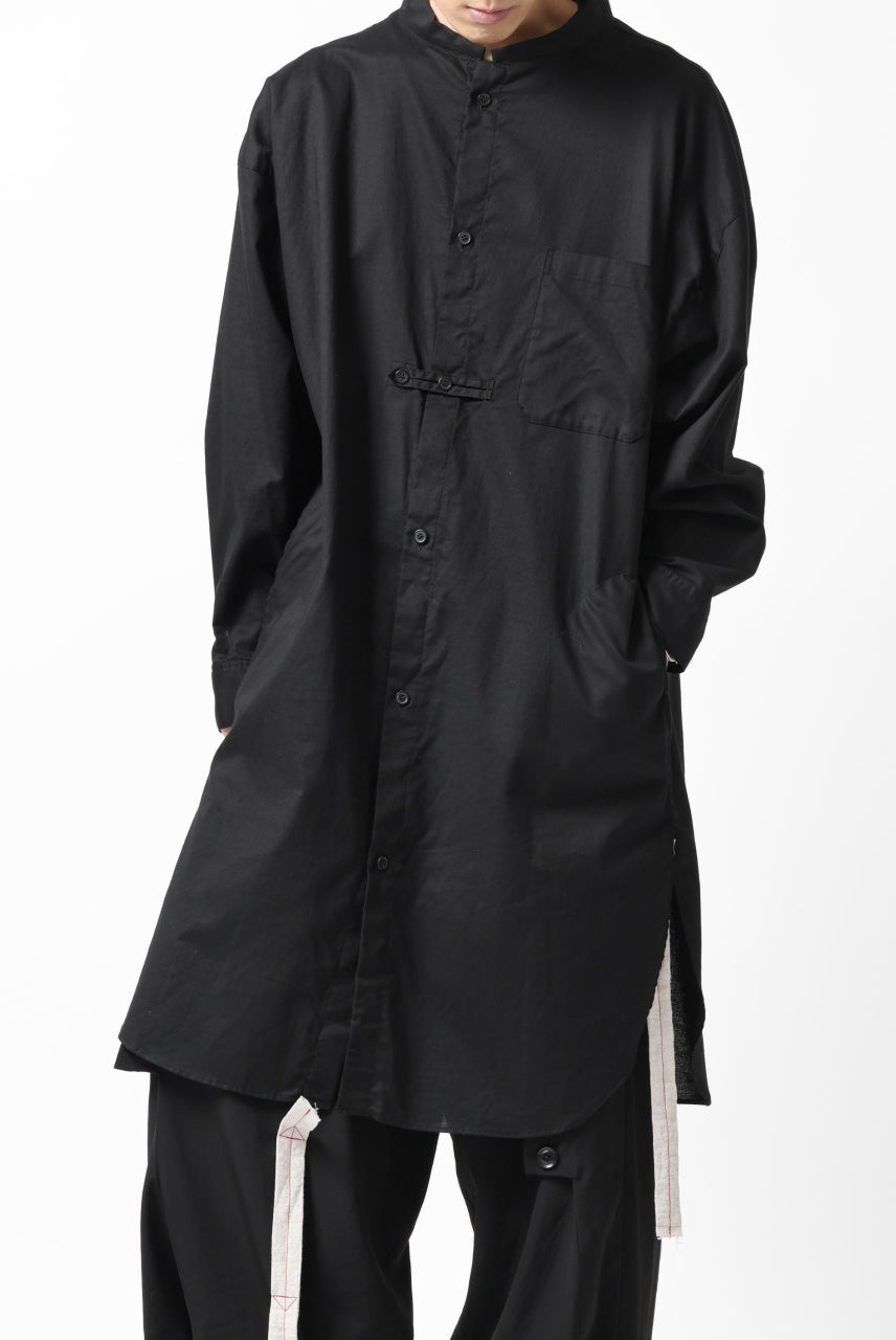 画像をギャラリービューアに読み込む, Y's STAND COLLAR LONG SHIRT / THIN TWILL (BLACK)