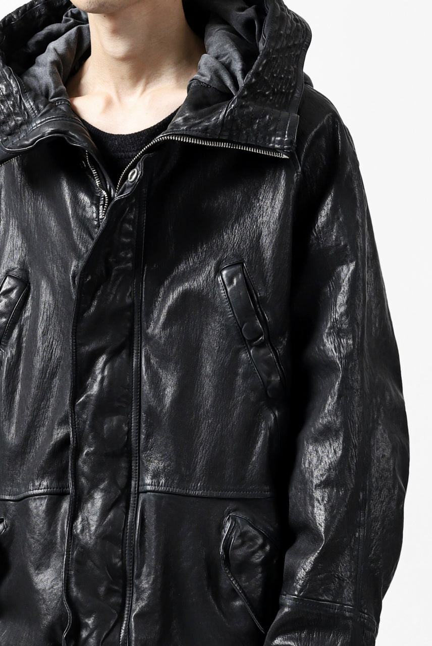 Load image into Gallery viewer, ISAMU KATAYAMA BACKLASH N-3B FLIGHT JACKET / GOAT LEATHER (GARMENT + SPRAY DYED BLACK)
