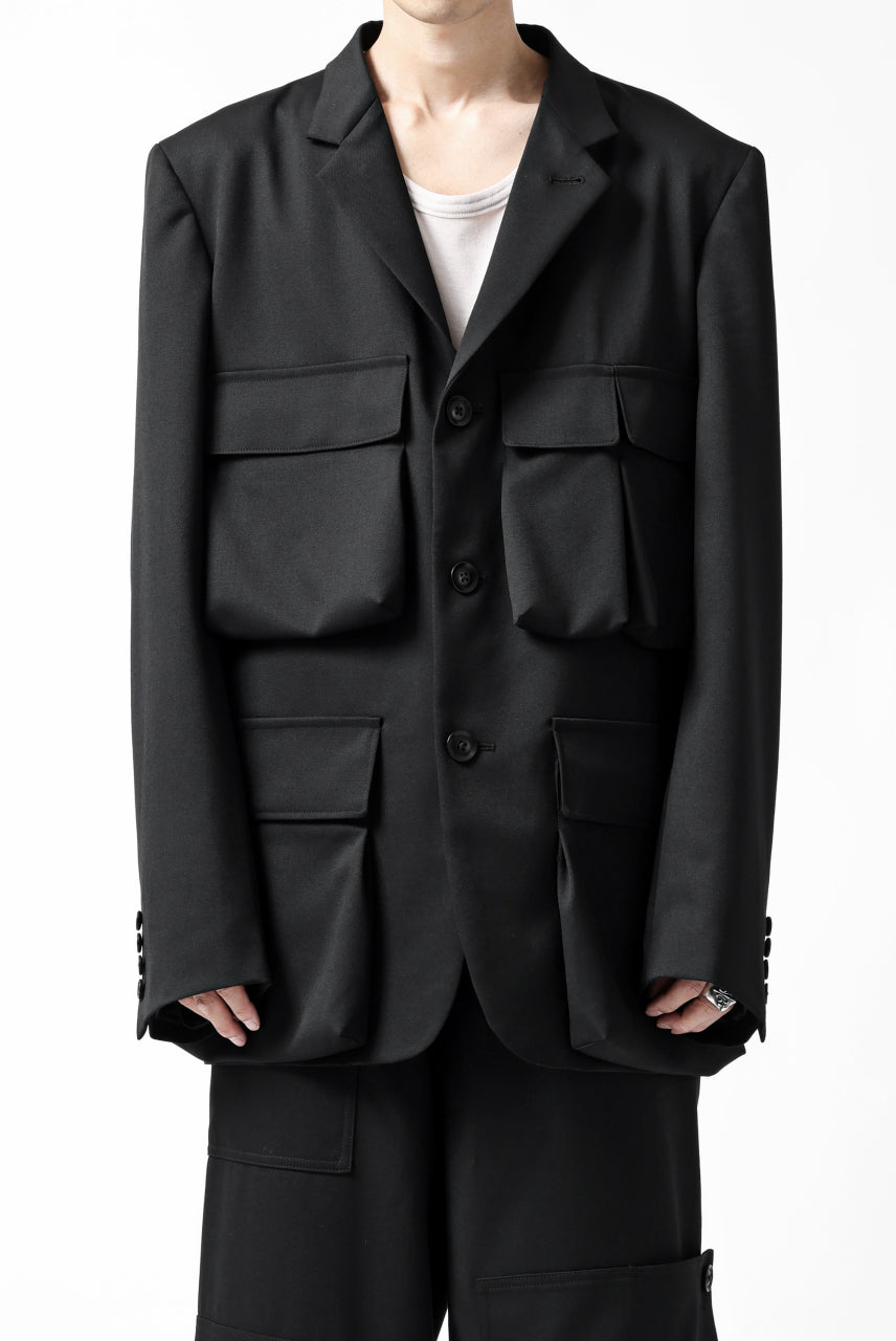 Load image into Gallery viewer, Y's BANG ON! No.163 GABARDINE SOLID POCKET JACKET (BLACK)