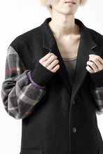 Load image into Gallery viewer, Y's BANG ON! No.176 2 STEP RIB JACKET /  WOOL MELTON SMOOTH + CHECKED JACQUARD (BLACK)