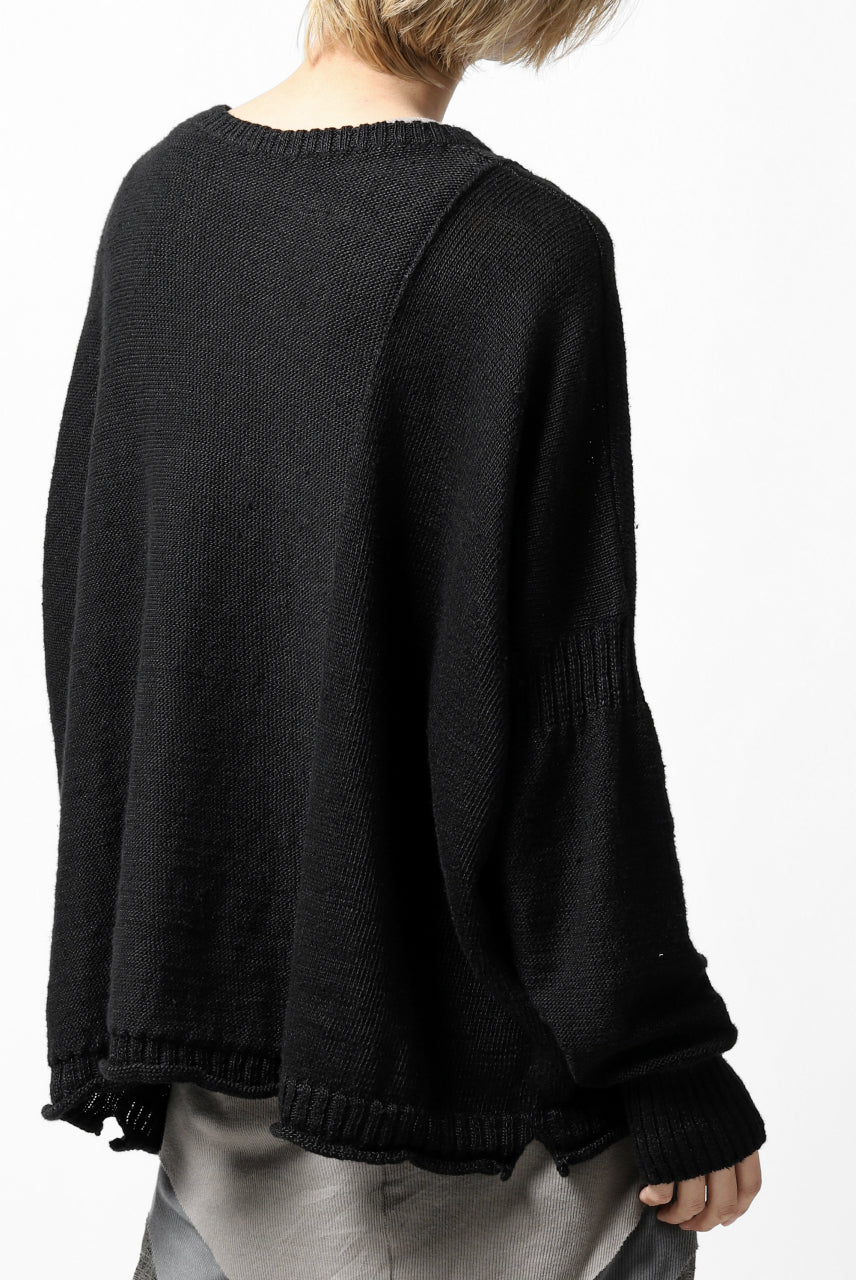 画像をギャラリービューアに読み込む, KLASICA PYKE LOOSE KNIT PULLOVER / LINEN ROVING 5G (BLACK)