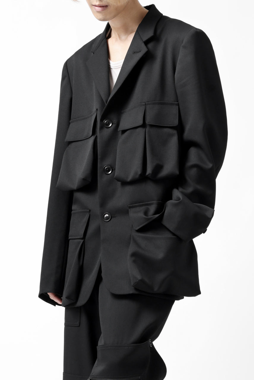 Load image into Gallery viewer, Y's BANG ON! No.163 GABARDINE SOLID POCKET JACKET (BLACK)
