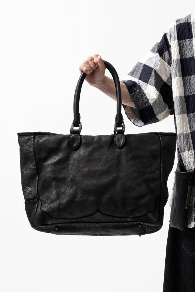 Load image into Gallery viewer, ISAMU KATAYAMA BACKLASH ZIP TOTE BAG / OBJECT DYED ROUGH STEER (BLACK)
