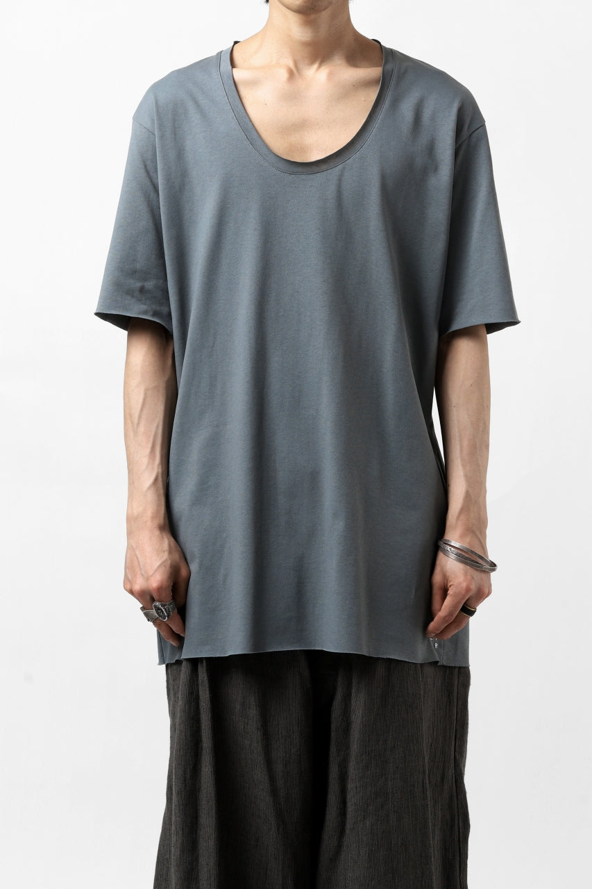 Load image into Gallery viewer, ierib exclusive raw edge Tee type-R  / light jersey (BLUE GREY)
