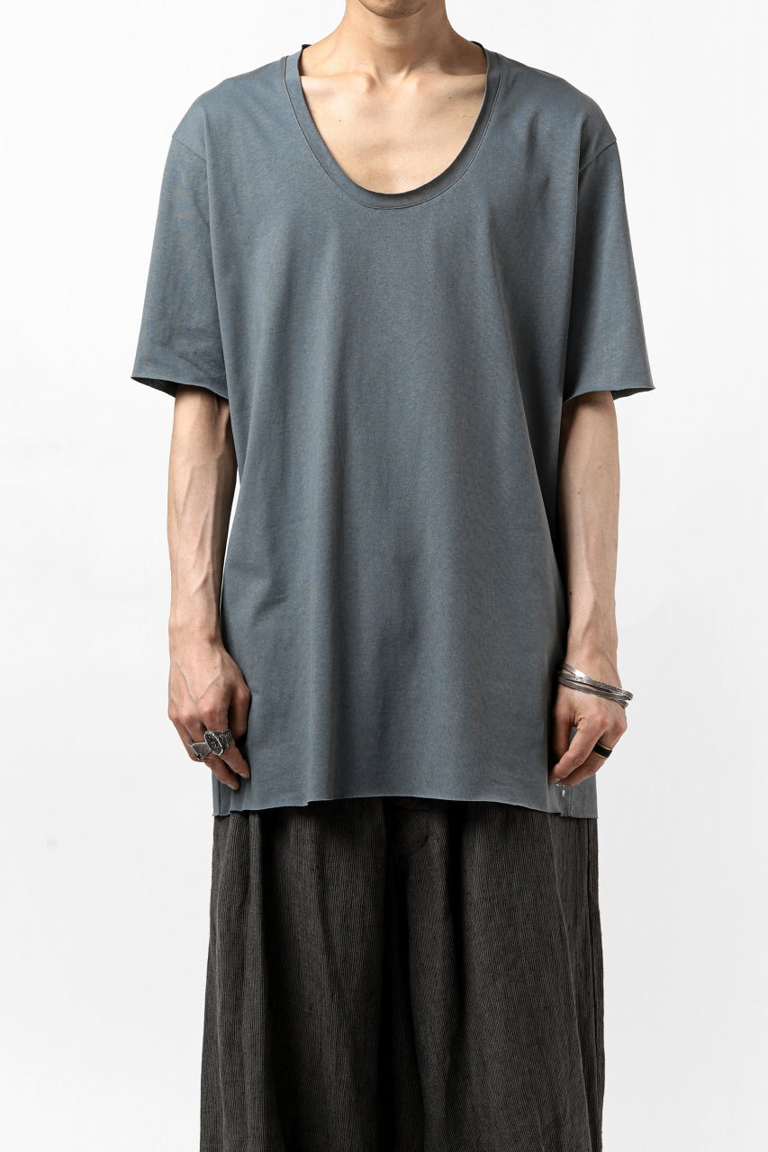 Load image into Gallery viewer, ierib exclusive raw edge Tee type-R  / light jersey (BLUE GREY)