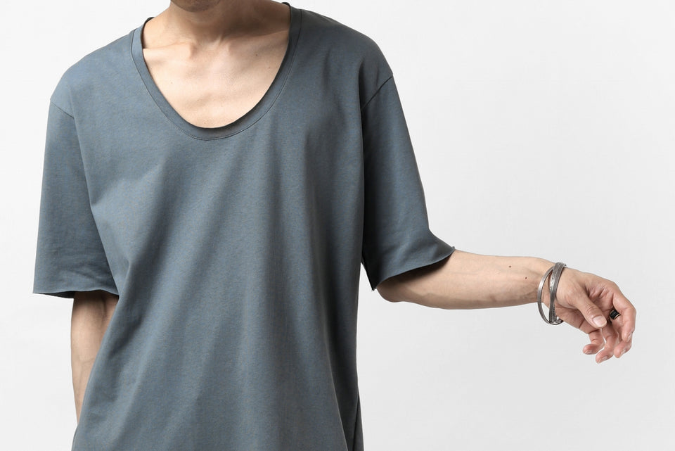 Load image into Gallery viewer, ierib exclusive raw edge Tee type-R  / light jersey (BLUE GREY)
