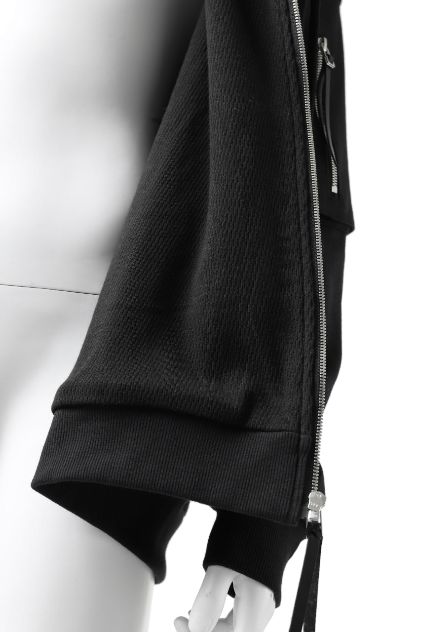 画像をギャラリービューアに読み込む, DEFORMATER.® BOMBER-HOODIE JACKET / SWEAT+WAFFLE JERSEY (BLACK)
