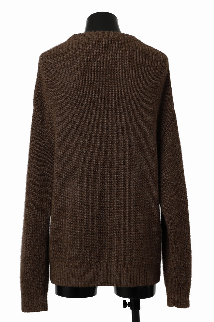 Load image into Gallery viewer, CAPERTICA HEAVY KNIT SWEATER TOP / BABY ALPACA (MIX BROWN)