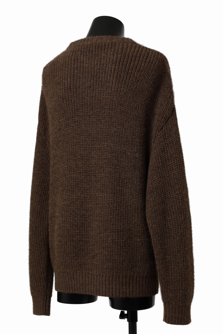 Load image into Gallery viewer, CAPERTICA HEAVY KNIT SWEATER TOP / BABY ALPACA (MIX BROWN)