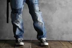 画像をギャラリービューアに読み込む, CHANGES VINTAGE REMAKE PATCHWORK DENIM TAPERED PANTS / VINTAGE DENIM (INDIGO #D)