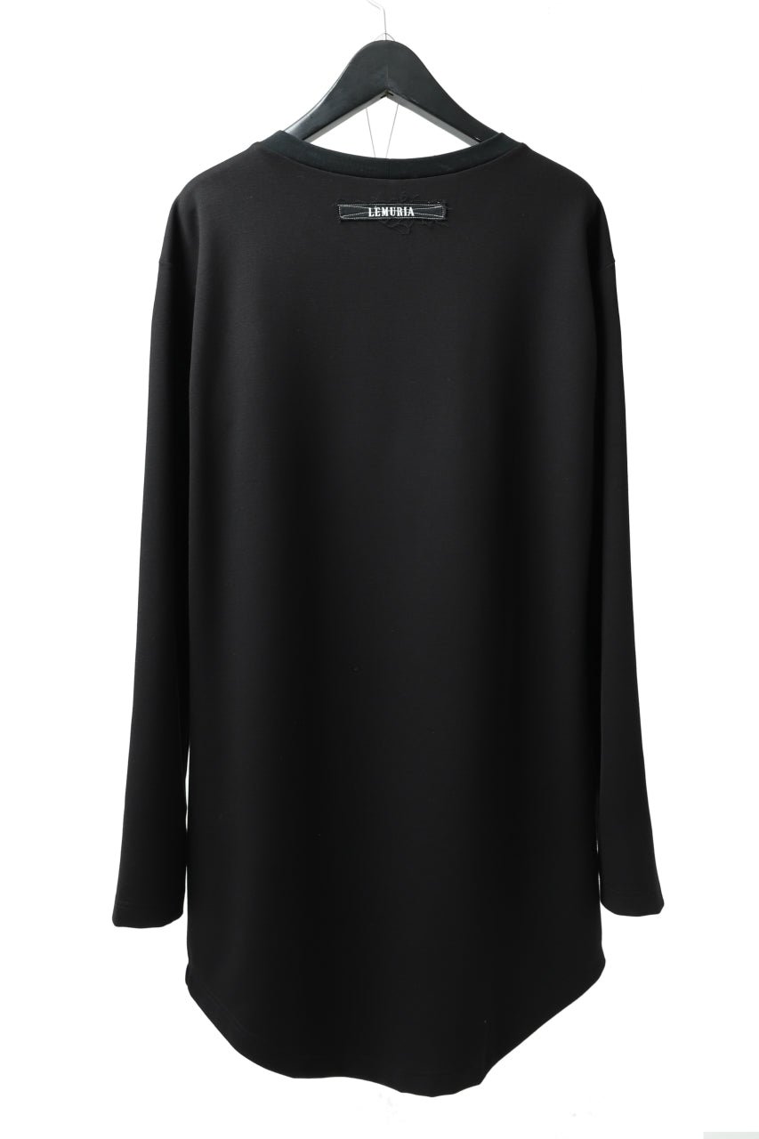 LEMURIA FLOWING LONG SLEEVE TOP / STRETCH PUNCH ROME (BLACK)