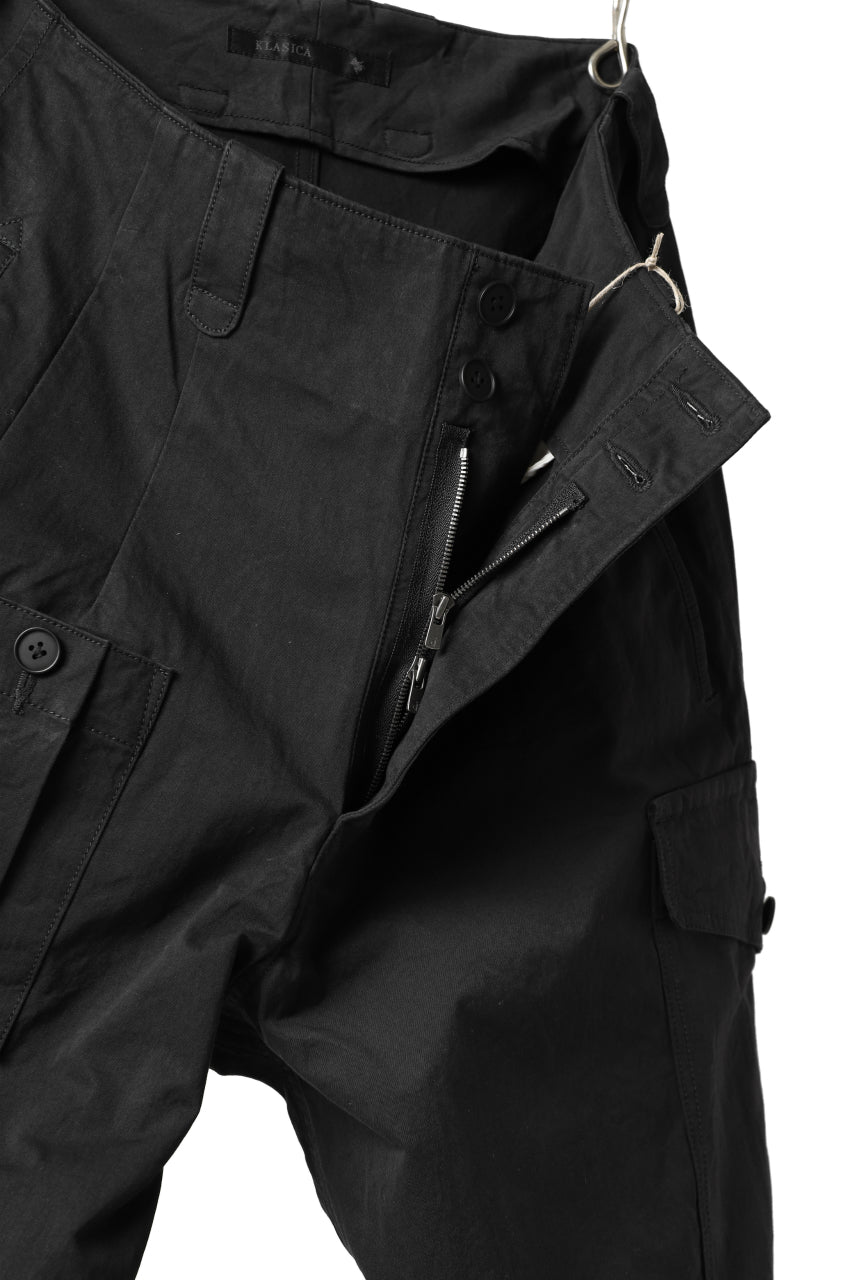 Load image into Gallery viewer, KLASICA 1960 (C-Twill) CARGO POCKET TROUSERS / HIGH DENSITY MATT TWILL (BLACK)