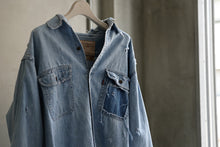 Load image into Gallery viewer, RESURRECTION HANDMADE vintage damage denim shirt (LIGHT BLUE)